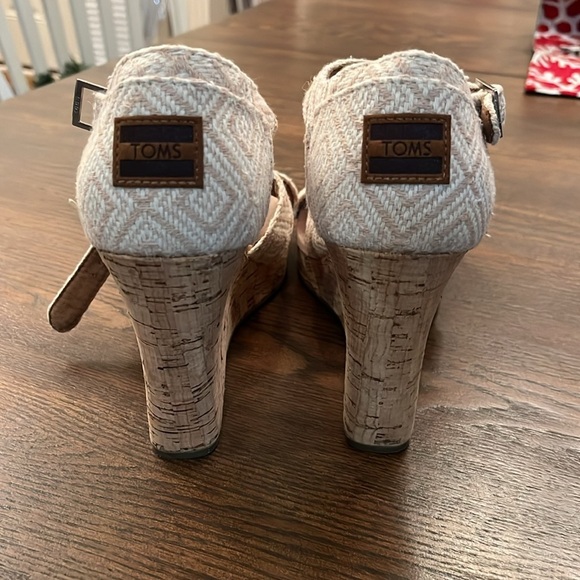 Toms Sienna brown criss cross  wedge sandals espadrille women's size 10 - Picture 2 of 5